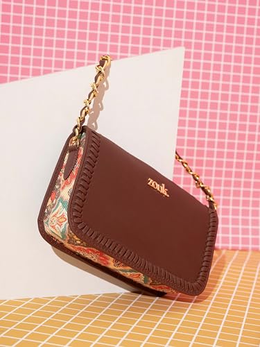 Image of ZOUK Small Shoulder Bag Bag for Women | Stylish Vegan Leather Shoulder Bag with Gold Chain Handle | Water-Resistant | Chic & Handcrafted Purse |