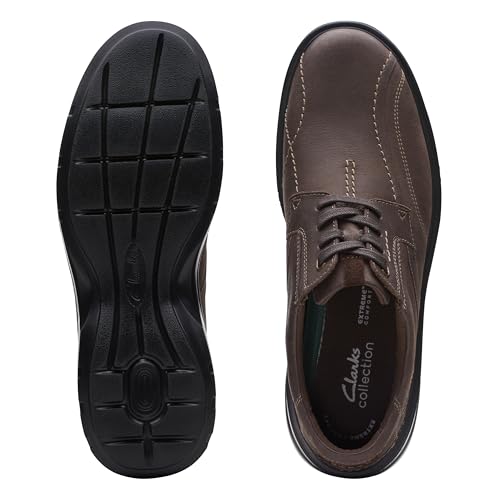 Image of Clarks Mens Gessler Lace Dark Brown Lea Oxford Flat
