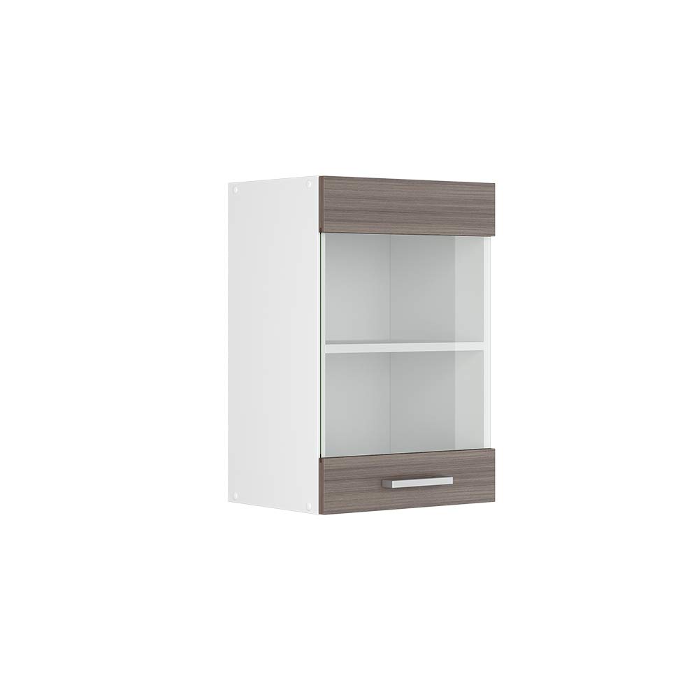 Vicco Glass kitchen cabinet Raul, Noble gray, 40 cm, for flexible combination within modular kitchen systems