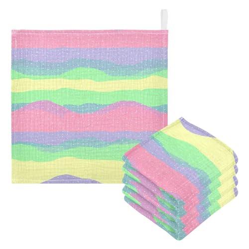 Nander 3Pack Baby Muslin Washcloths,Colorful Stripes Soft Face Cloths for Newborn, Absorbent Bath Wash Cloths, Wipes, Burp Rag,Toddlers Essentials Stuff, Baby Registry as Shower