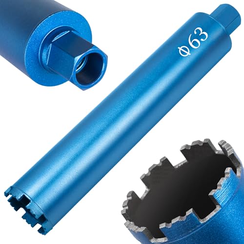 1¼' UNC Broca de Diamante Ø 63mm, Longitud útil 400 mm,Broca de Sierra de Agujero,Corona de Perforación de Diamantada para Hormigón,Cemento,Ladrillo,Piedra