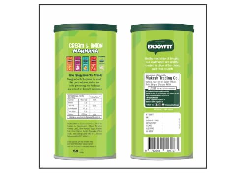Image of Enjoyfit Roasted Makhana Cream and Onion (Pack Of2, 77G Each) | Healthy Namkeen Snack | Gluten Free | Rich in Protein and Fiber | Roasted in Olive Oil