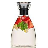 63 Ounces Glass Carafe with Stainless Steel Silicone Flip-top Lid, Drip-free Water Pitcher for Hot/Cold Water, Coffee, Ice Tea and Juice Beverage