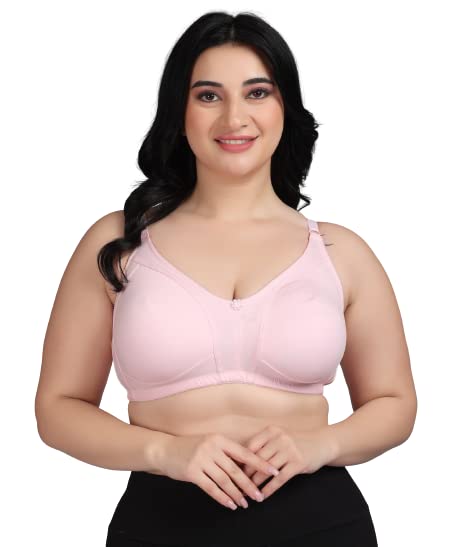ZIVOK Womens Adjustable Casual Wirefree Non-Padded Seamless Bra | PINK | 32B