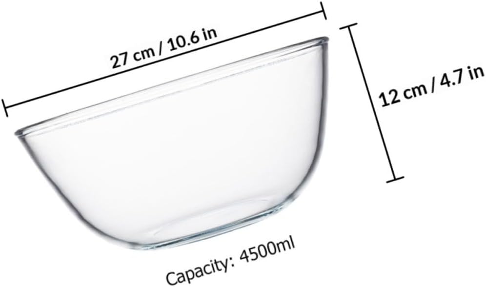 Glass Salad Bowl and Large Mixing Bowl 4500ml Multi-purpose Glass Food Container for Baking, Serving, and Cooking in Home Kitchen
