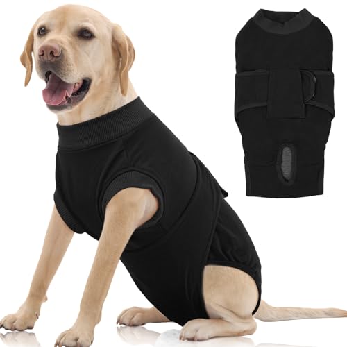 Image of FUAMEY Dog Recovery Suit Male,Dogs Surgery Neuter Suits Puppy Spay Shirts for Female Protect Dog's Skin Anti Licking Abdominal Wounds Doggie Onesie Pet Bodysuit Alternative to Cone Black XXL
