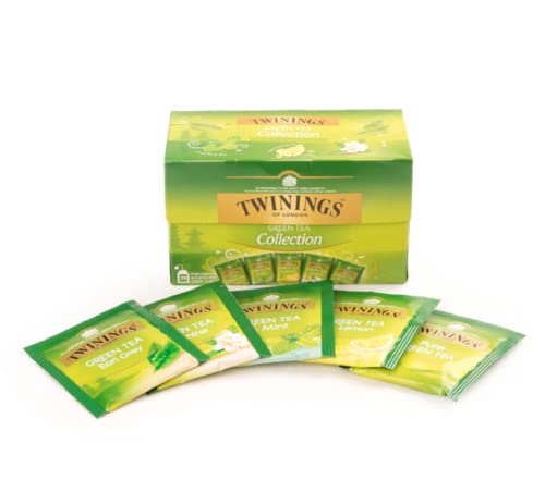 Twining Green Tea Collection , 20 Tea Bags | 5 Varieties Tea - Pure Green Tea, Earl Grey Green Tea, Green Tea & Lemon, Green Tea & Mint, Jasmine Green Tea