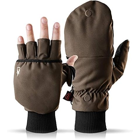 THE HEAT COMPANY - Heat 2 Softshell - Guantes sin Dedos y Manopla en Uno para Pantalla Táctil Cover