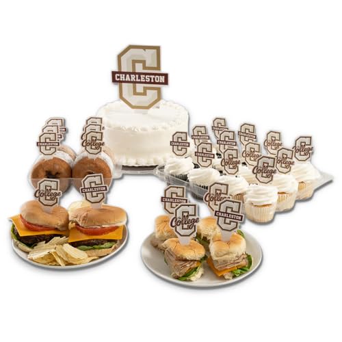 Desert Cactus College of Charleston CofC Cougars Food Picks Cupcake and Cake Toppers Cake Pop Sticks - 25 Pcs Party Supplies and Decorations