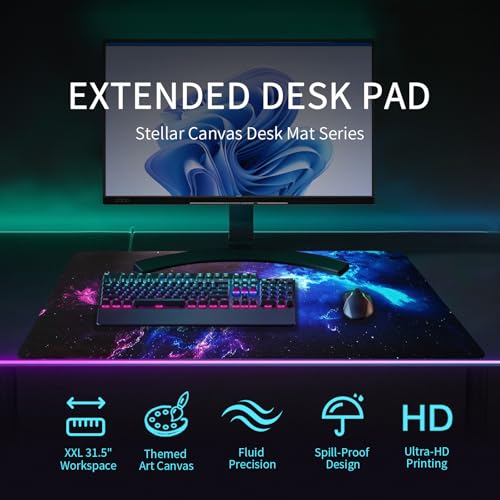 Galaxy Large Desk Pad,Gaming Mouse Pad,31.5 x 15.75 inch,XXL Waterproof&Non-Slip Extended Desk Mat, Keyboard and Mouse Pad,Big Desk Pad Mat for Gaming,Office,Home - Image 3