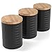 Barnyard Designs Black Canister Sets for Kitchen Counter, Flour Coffee Tea Sugar Container Set with Bamboo Lids, Vintage Farmhouse Decor Kitchen Canisters, Metal/Bamboo, Set of 3