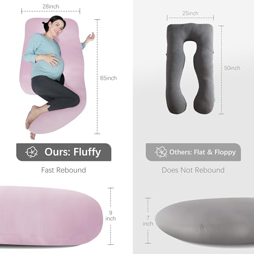 Image of MOON PARK Pregnancy Pillows for Sleeping - U Shaped Full Body Maternity Pillow with Removable Cover - Support for Back, Legs, Belly, HIPS - 65 Inch - Purple - Cooling Cover