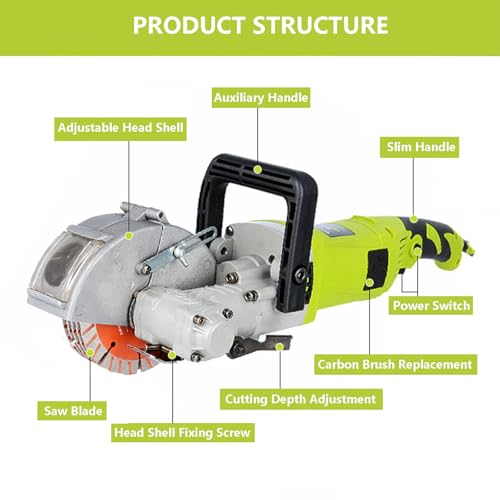 forplubossmmp Electric Wall Chaser 4000W Groove Cutting Machine, Electric Slit Grooving Machine w/Adjustable Depth & Width, Includes 5 Saw Blades, 4 Gloves, Water Pump, Water Pipe, Toolbox,green 4 forplubossmmp Electric Wall Chaser 4000W Groove Cutting Machine, Electric Slit Grooving Machine w/Adjustable Depth & Width, Includes 5 Saw Blades, 4 Gloves, Water Pump, Water Pipe, Toolbox,green - Image 4