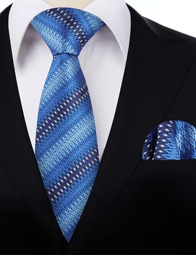 Image of Alizeal Mens 3.15'' Gradient Novelty Pattern Tie Set with Pocket Square Casual Color Tie Set