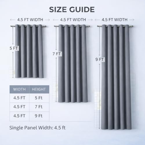 Image of Blackout Curtains for Bedroom Pack of 2 - Grey 6 Feet Long, 4.5 Ft Wide, Thermal Insulated Room Darkening Curtains, Light Blocking, Noise Reducing & Energy Saving Drapes (6 x 4.5 Ft)