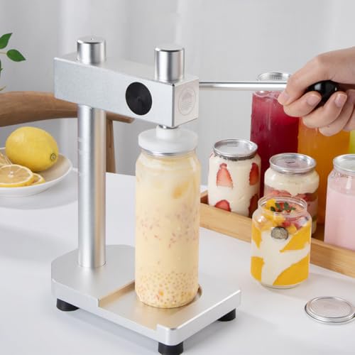Générique Manual Can Sealer Machine - Aluminum Can Crimper with One Click Closure for Pet Bottles, Adjustable Height, Non-Slip Silicone Head, Suitable for 250ml-700ml Cans