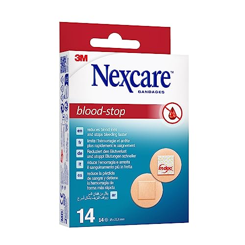 Nexcare Blutstopppflaster 22 mm, 14 pro Packung, effizient für kleine Schnitte und Wunden