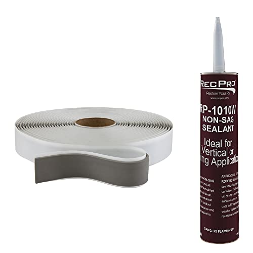 RecPro RV Window Seal Kit | Includes Butyl Seal Tape and Non-Sag Lap Sealant | Leak Proof for RV Repair, Window, Boat, Glass, and Rubber Roof Patching | Made in USA