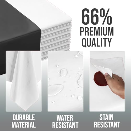 Image of Exquisite White Round Tablecloth 84 inch - 48 Pack | Plastic Tablecloth, Disposable Table Covers Round for Parties, Weddings, Holidays & Party Supplies