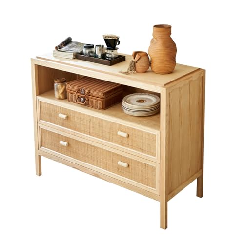 J9V4G6S3B5 Aparador Aparador de Comedor Multifuncional for el hogar con cajones, Sala Estar contra la Pared, gabinete Almacenamiento pequeño ratán Madera Maciza Armario de Cocina