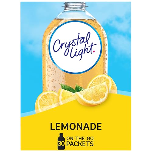 Image of Crystal Light Lemonade Naturally Flavored with other natural flavor Powdered Drink Mix, 120 ct Pack, 4 Boxes of 30 On-the-Go-Packets