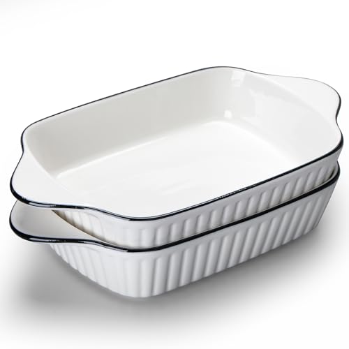 2pcs Auflaufformen, 26,5 cm große Lasagneform, Rechteckige Keramik Backformen mit Griffen, Keramik-Backform, Ofenform, Lasagne Auflaufform, ofen und mikrowellengeeignet