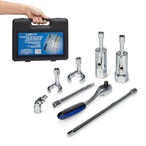 LavaTap Professional Tap Spanner Set Tapex Kit for 1/23/4 Back Nuts & 1522mm Fittings | Plumbing Tools for Tight Spaces Baths & Basins | Ratcheting Spanners with Case for Easy Access & Assembly