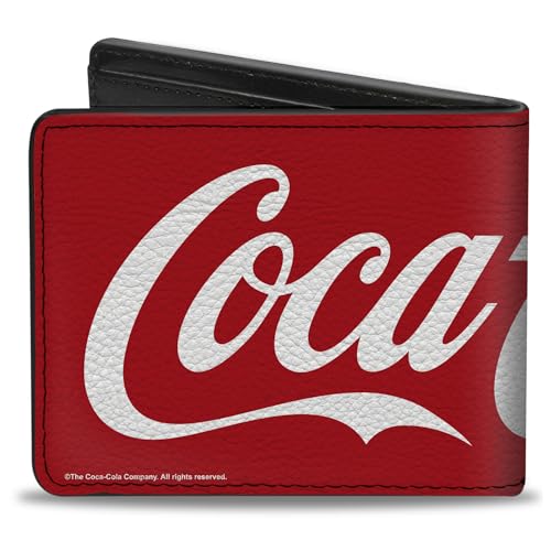 The Coca-Cola Company Wallet, Bifold, Coca Cola Coke Script Logo Stretch Red White, Vegan Leather2