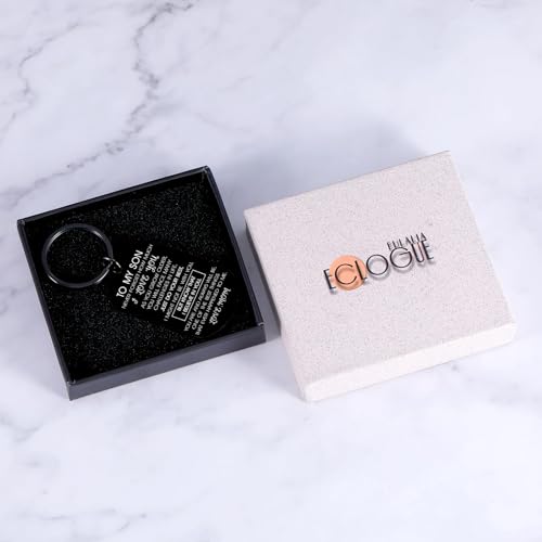 Son Gifts from Mom To My Son Keychain from Mom I Love You Gifts for Him Men Inspirational Quote Engraved Pendent Dog Tags Present for Birthday Graduation Christmas Anniversary