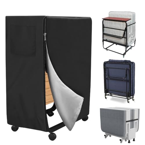 Klappbettdecke Aufbewahrungstasche Schwarz, 99 * 38 * 114cm Klappbettdecke Abdeckung, Wasserdicht Klappbett Staubdichte Abdeckung, Staubschutzhülle für Gästebetten, Klappbett-Aufbewahrungshülle