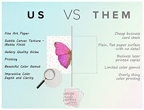 Miniatura 5 de Butterfly Wall Art Prints - Watercolor Pink Butterflies Decor - (Set of 8) - 5x7 - Unframed