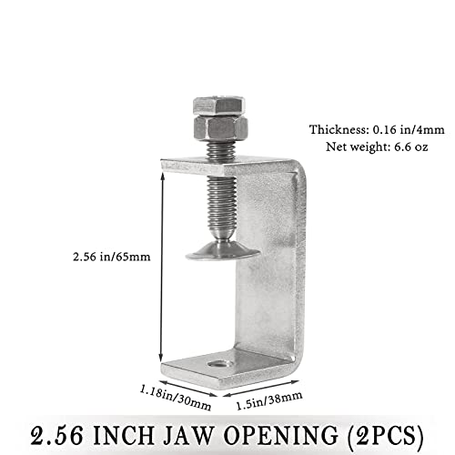 Luluxing Pack Of 2 Heavy Duty C Clamp 304 Stainless Steel C Clamp 65Mm/2.6Inch Wide Jaw Opening Tiger Clamp Woodworking Clip thumb #1