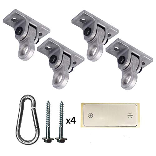 ABUSA Heavy Duty White Metal Color Hangers Screws Bolts Included Playground Porch Yoga Seat Trapeze Wooden Sets Indoor Outdoor (4 Pack)