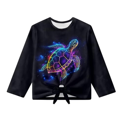 Upetstory Long Sleeve Shirt Tie Front Tops for Girls Kids Size 5-12 Years