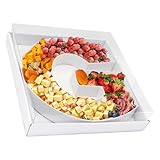 12.5Inch Fillable Paper Mache Number Letter Cardboard Cutouts Charcuterie Board Food Sweet Cupcake Tray Party Decorative Box (Letter G, White)