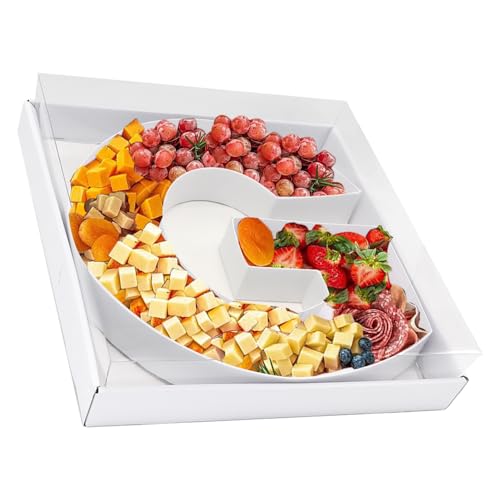 12.5Inch Fillable Paper Mache Number Letter Cardboard Cutouts Charcuterie Board Food Sweet Cupcake Tray Party Decorative Box (Letter G, White)