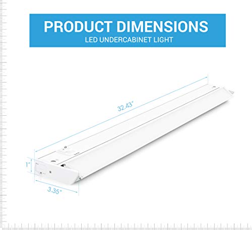 PARMIDA LED Swivel Under Cabinet Light (Adjustable Lens Angle), Hardwired or Plug-in, 32 Inch, 18W, 1080lm, Dimmable, Linkable, 3-in-1 Color Levels, On/Off Switch Included, ETL & ENERGY STAR, 120V