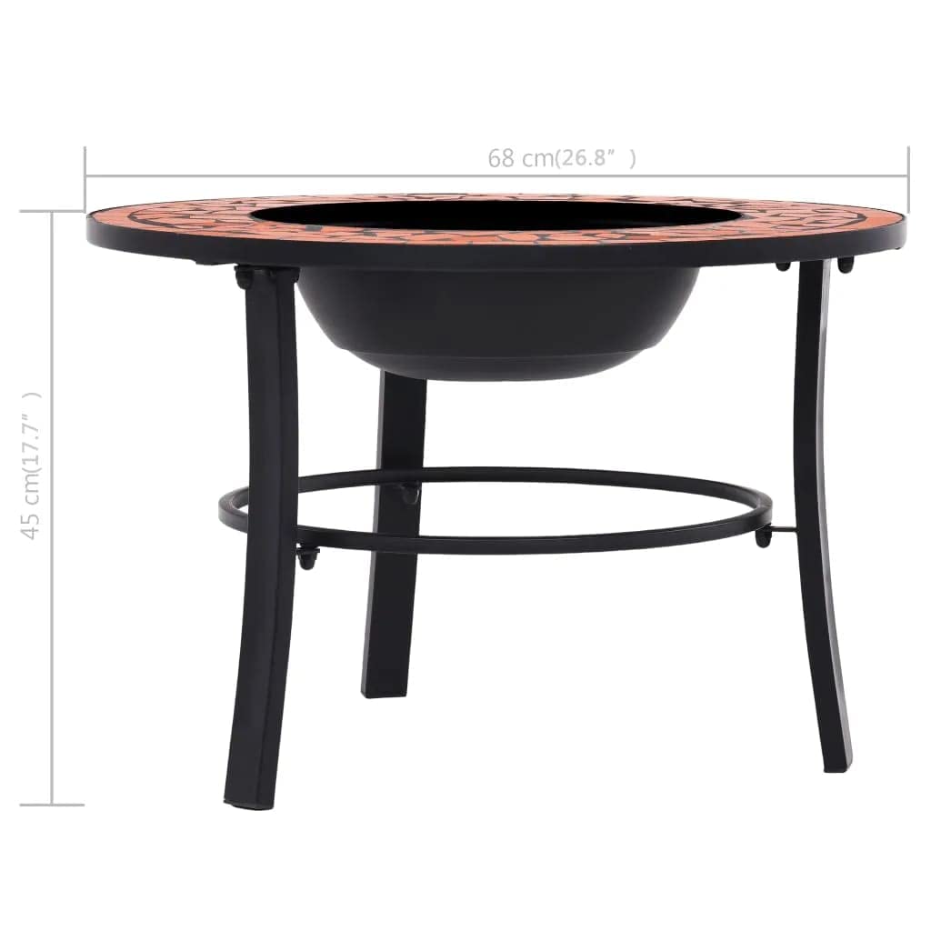 vidaXL Braciere a Mosaico Terracotta 68 cm in Ceramica