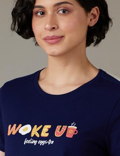 Image of Amazon Brand - Symbol Women Cotton T-Shirt and Jogger Night Suit | Two Piece Set| Regular Fit (Available in Plus Sizes)