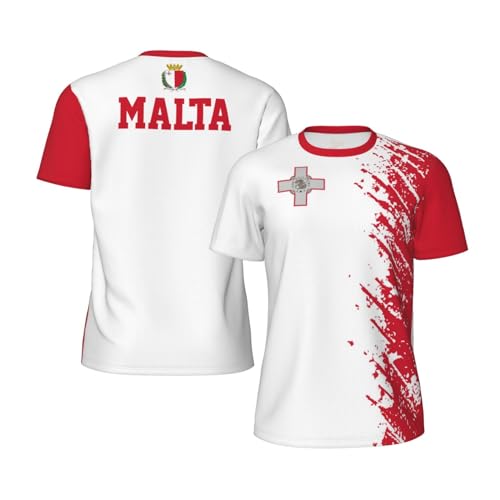 DABOYOZHZH Malta Flag Grain Sports Jersey Mesh T-Shirt 3D Print for Running Cycling Soccer Tennis Fitness Climbing Shirts