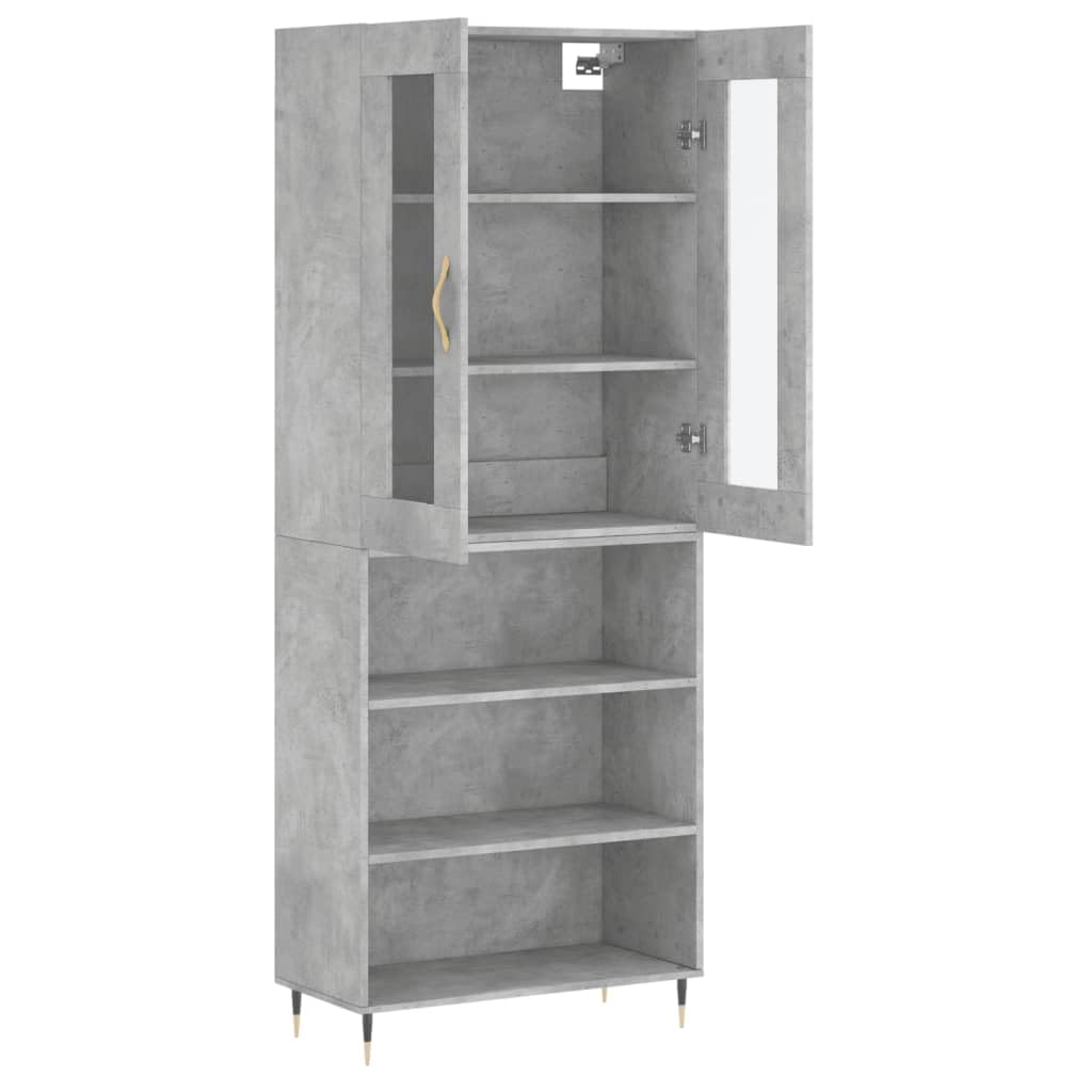 Meuble haut gris béton 69,5 x 34 x 180 cm Armoire en bois