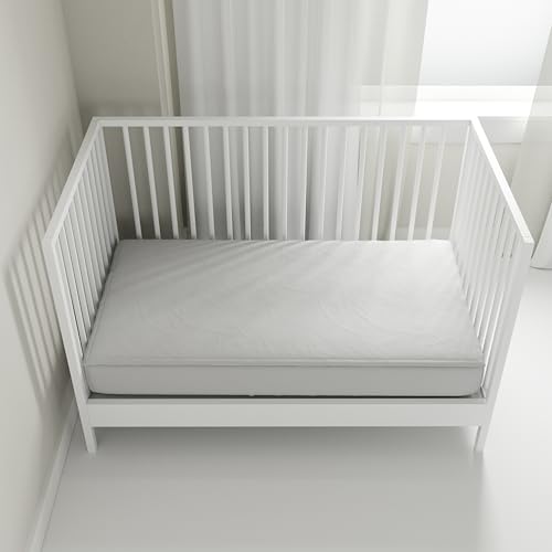 Image of QuickZip Crib Sheet Set - Faster, Safer, Easier Baby Crib Sheets - Includes 1 Wraparound Base & 1 Zip-On Crib Sheet - Misty Gray 100% Cotton - Fits All Standard Crib Mattresses