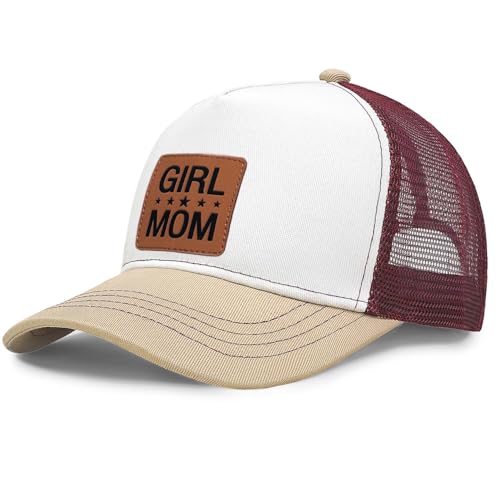 Image of Mother Mama Mom Hat for Women Leather Patch Baseball Mom Trucker Cap Gifts for Mothers Day Birthday