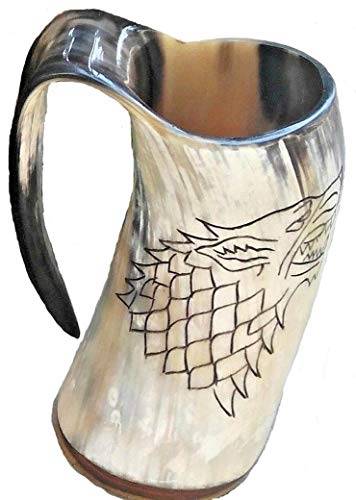Alfiya Náutica Store Juego de Tronos Stark Wolf Viking - Taza, diseño de cuerno vikingo