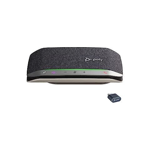 Poly Sync 20+ Personal Portable Bluetooth Speakerphone (Plantronics) – Noise/Echo Reduction – USB-C Bluetooth Adapter - Works w/Teams (Certified), Zoom, PC, Mac, Mobile – Amazon Exclusive Cover
