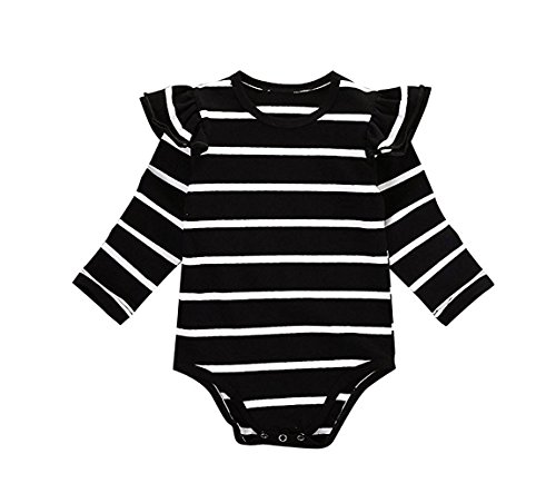 BAIYIXIN Baby Girls Boys Cotton Bodysuit Ruffle Long Sleeve Romper Jumpsuit(3-18months)