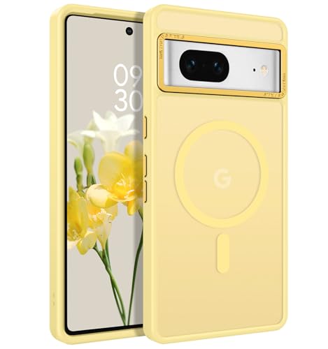 YINLAI für Google Pixel 7 Hülle Kompatibel mit MagSafe Handyhülle Magnetisch Translucent Matt Stoßfest Kratzfest Cover Case Schutzhülle für Google Pixel 7 6.3 Gelb
