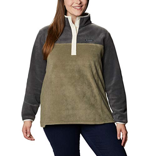Image of Columbia Womens Benton Springs Half Snap II Pull Over Fleece Jacket, Dark Stone /Canoe /Vintage Blue, 3X
