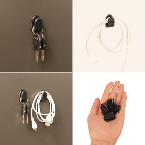 30er Set Mini Auto Haken - Selbstklebende Multifunktionshaken für Armaturenbrett, Ideal für Masken, Schlüssel, USB-Kabel, Kopfhörer - Robust & Platzsparend, Schwarz
