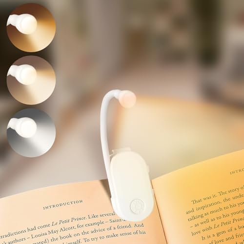 AMFUN Lampe de Lecture à Pince, Liseuse Lampe LED, 360° Lampe Clipsable Pince Luminosité Réglable 3 Couleurs Portable pour Travail Voyage